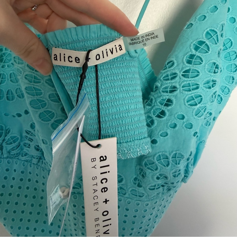 Alice and Olivia NWT Blue Crochet Crop Top - Picture 7 of 8